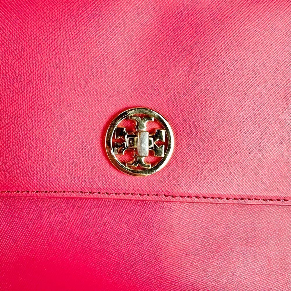 Tory Burch Robinson Leather Top Handle Handbag Purse Flap Pink - Picture 7 of 16